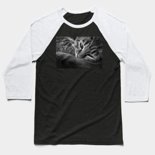 moody kitten b&w Baseball T-Shirt